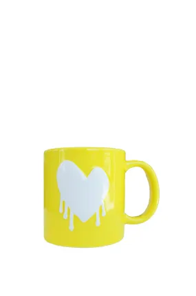 Kerri Rosenthal Drippy Heart Mug In Sunshine And White