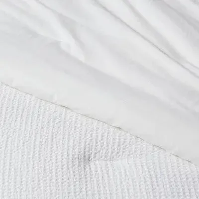 King Washed Waffle Weave Comforter Set White - Threshold