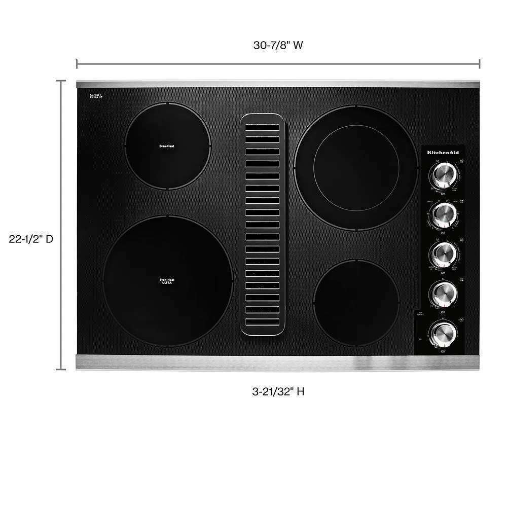 Kitchenaid KCED600GSS 30" Electric Downdraft Cooktop with 4 Elements