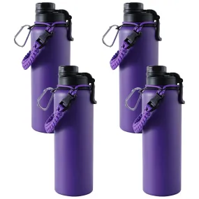 Kuber Industries Water Bottle | Steel Water Bottle for Daily Use | Vacuum Insulated Flask Water Bottle with Rope | Hot & Cold Water Bottle | 1200 ML | LX-230612 | Pack of 4 | Purple