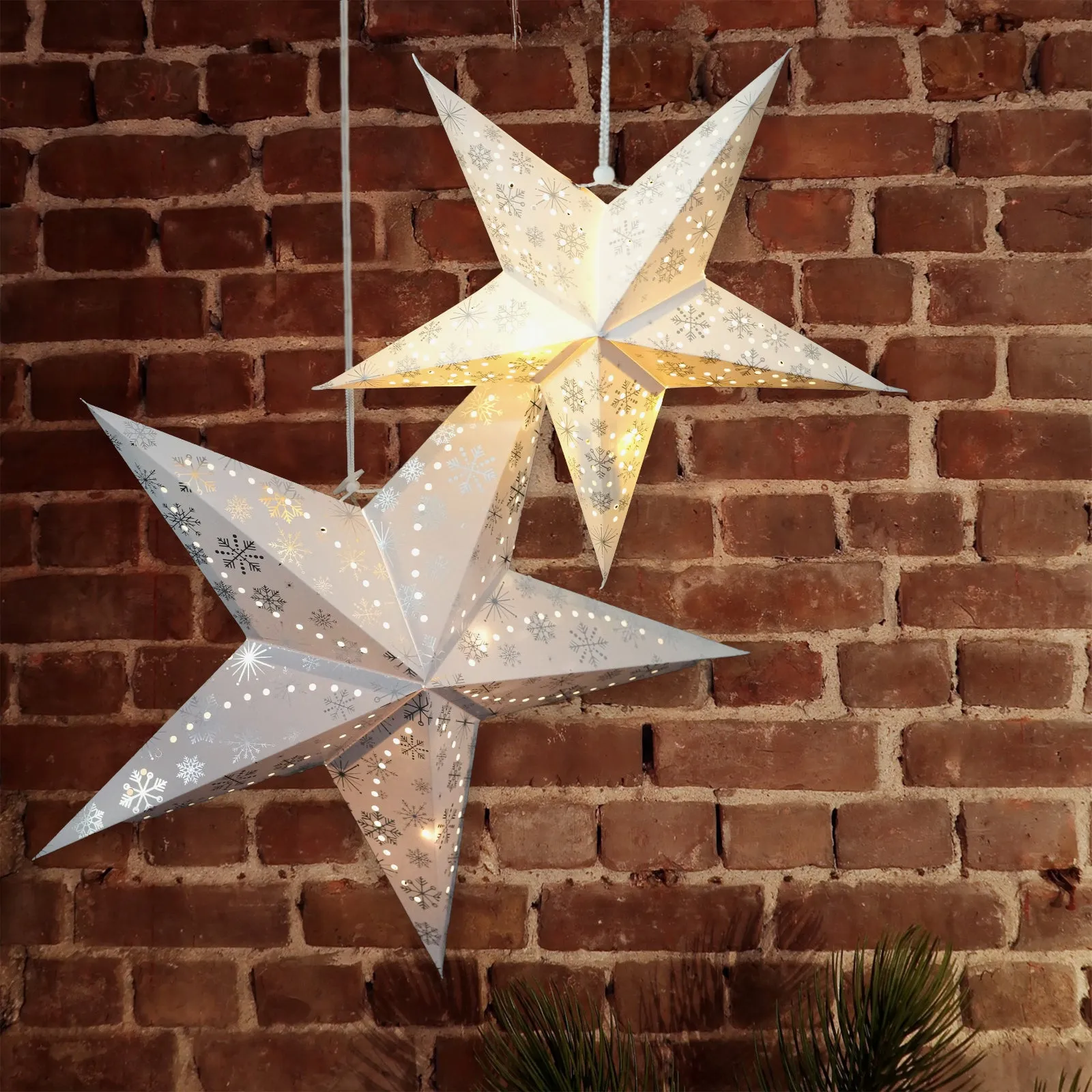 LED 60 cm Silver Snowflakes Hanging Paper Star