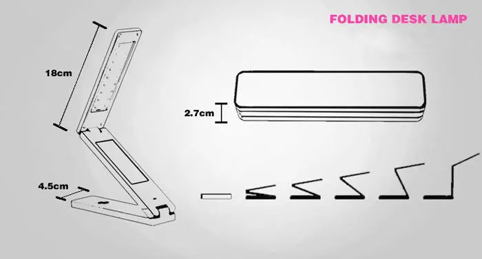 LED Foldable Desk Table Lamp with Digital Calendar, Alarm Clock and Temperature Display