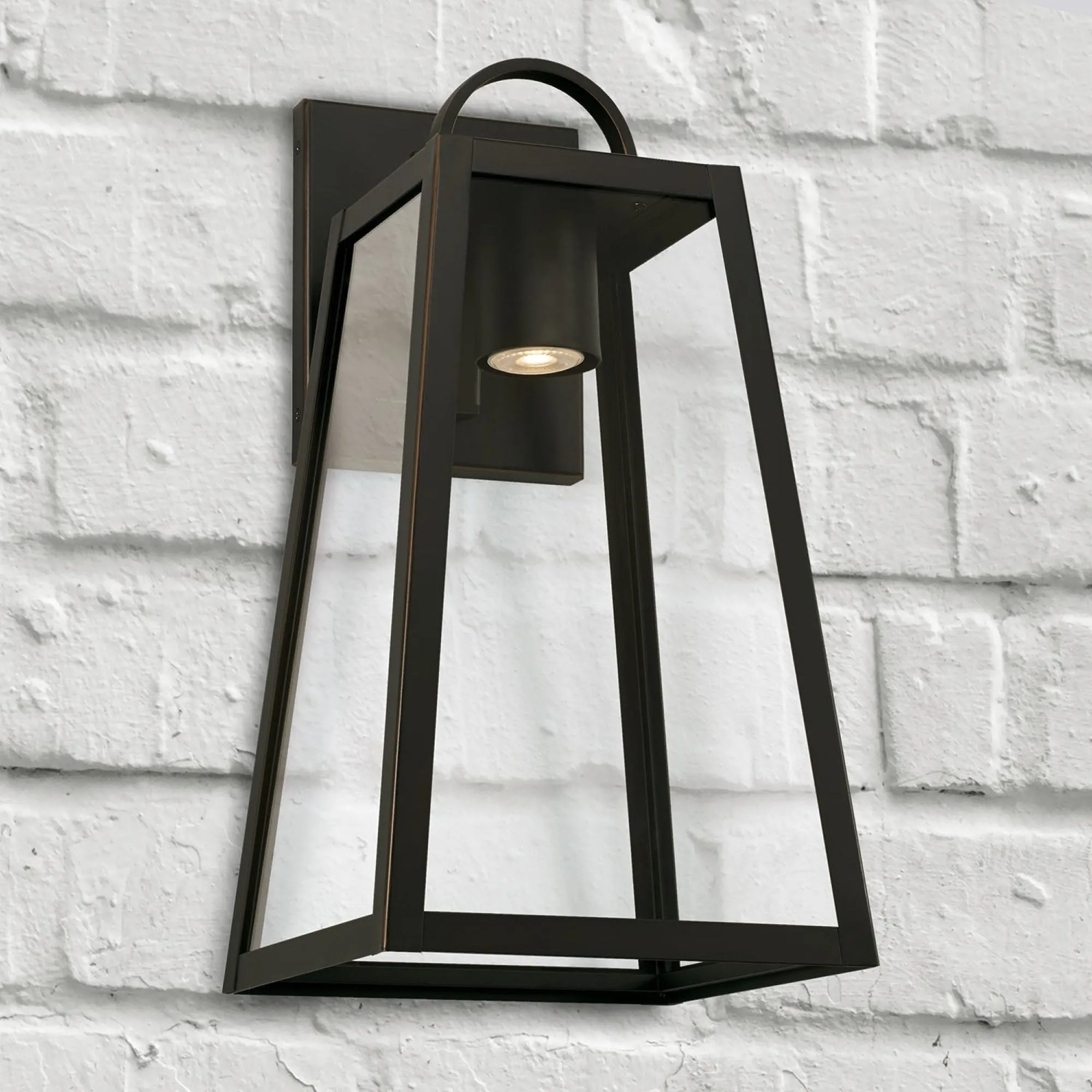 Leighton - 1 Light Coastal Outdoor Wall Lantern - Night Sky - 20" - Oiled Bronze