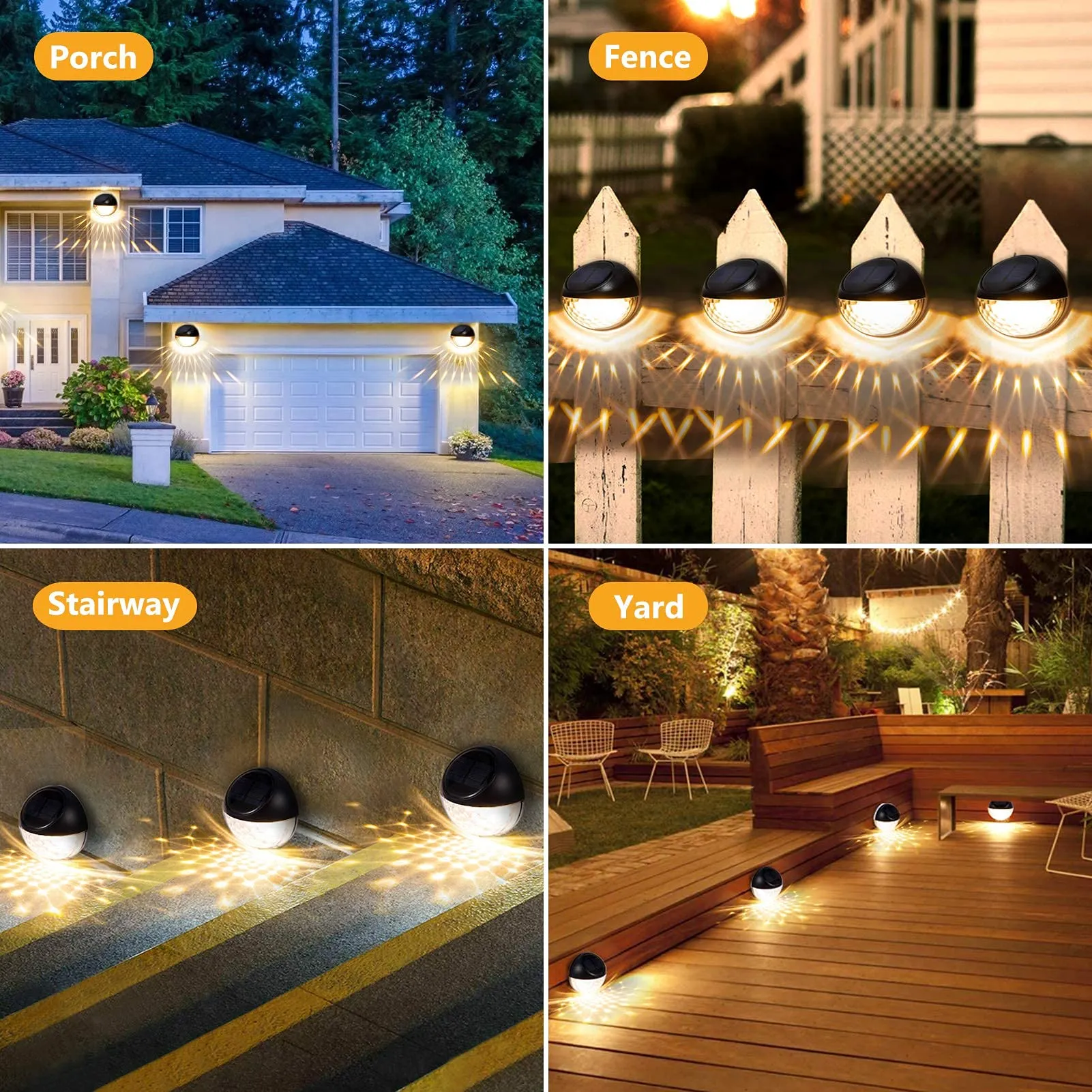 LITAKE 8 Packs Solar Fence Post Lights for Garden Yard