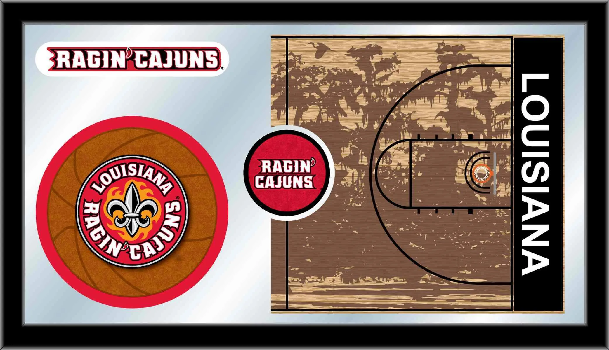 Louisiana-Lafeyette Ragin Cajuns HBS Basketball Glass Wall Mirror (26"x15")