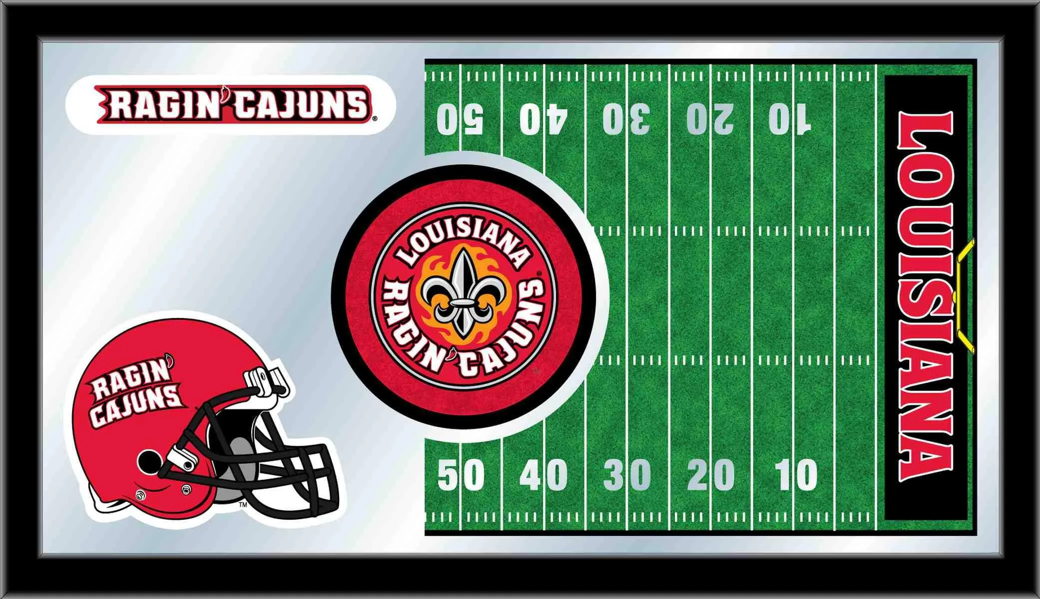 Louisiana-Lafeyette Ragin Cajuns HBS Football Glass Wall Mirror (26"x15")