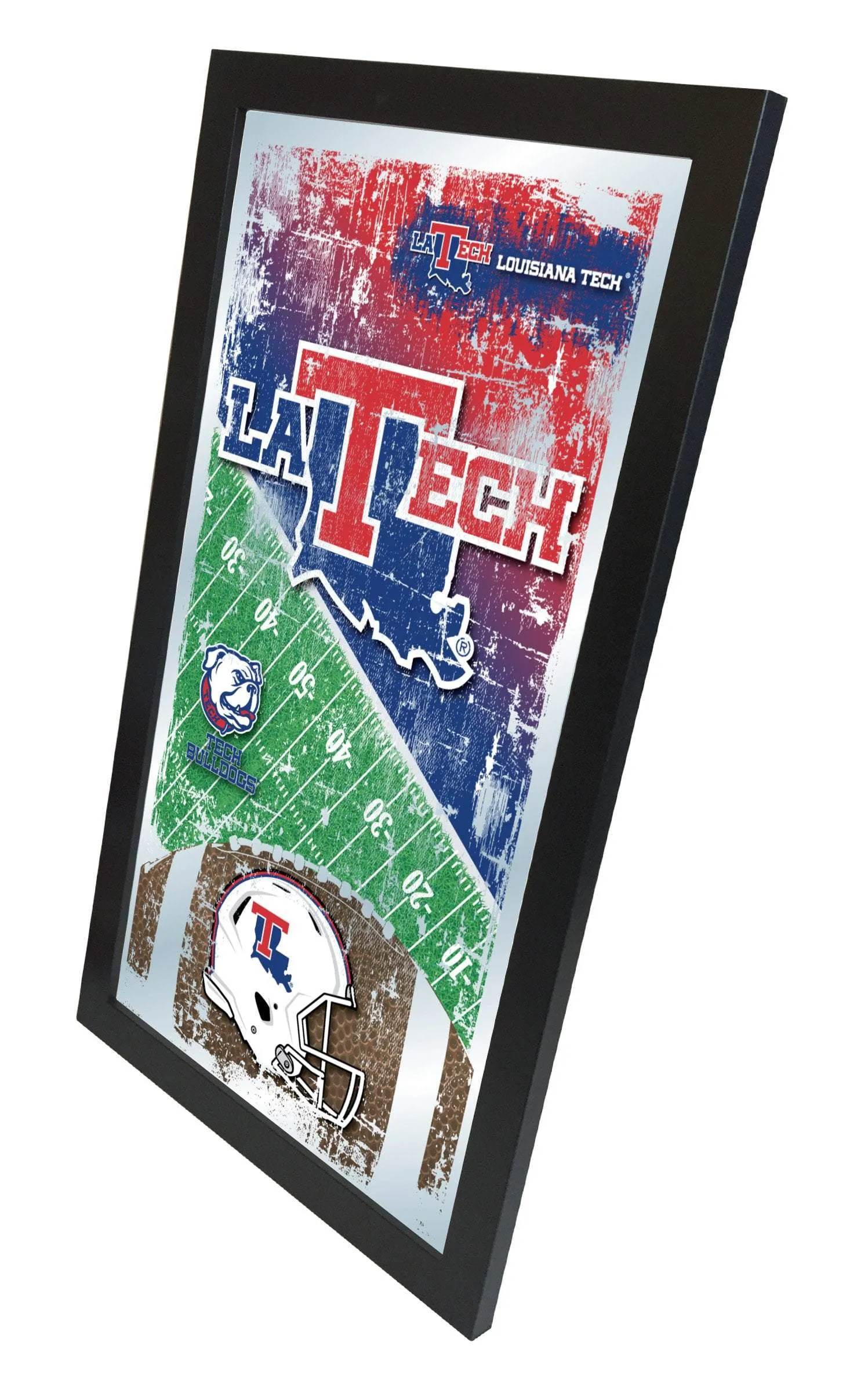 Louisiana Tech Bulldogs HBS Football Framed Hanging Glass Wall Mirror (26"x15")