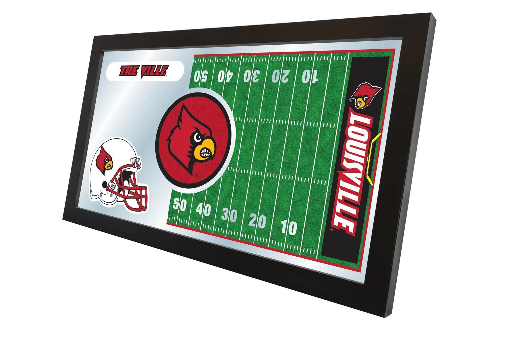 Louisville Cardinals HBS Football Framed Hanging Glass Wall Mirror (26"x15")