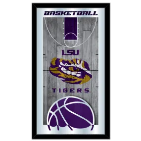 LSU Tigers HBS Purple Basketball Framed Hanging Glass Wall Mirror (26"x15")