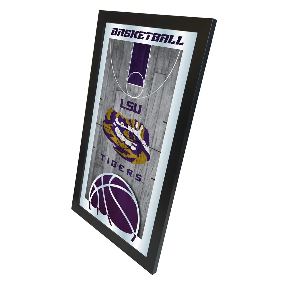 LSU Tigers HBS Purple Basketball Framed Hanging Glass Wall Mirror (26"x15")