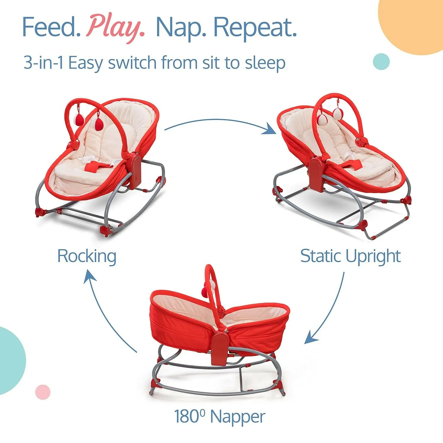 LUVLAP 3 in 1 Baby Rocker Napper & chair, with Musical vibrations