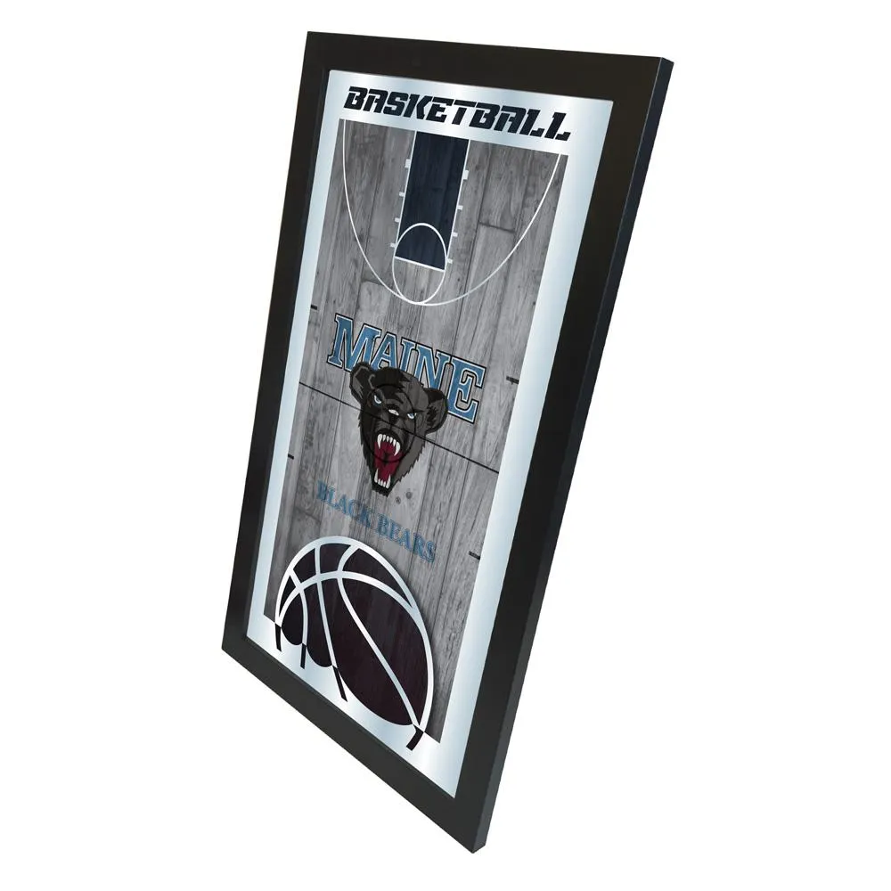 Maine Black Bears HBS Basketball Framed Hanging Glass Wall Mirror (26"x15")