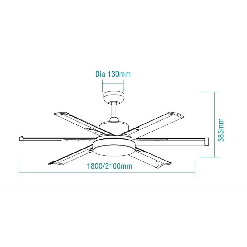 Martec Albatross 84" DC Ceiling Fan With 24W LED Light and Remote - Matt Black