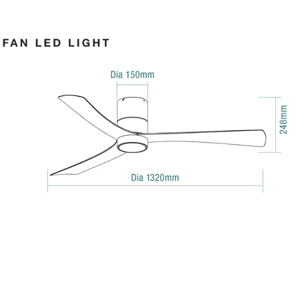 Martec Metro 52in 132cm DC Ceiling Fan with 15W LED CCT Light - White and Oak