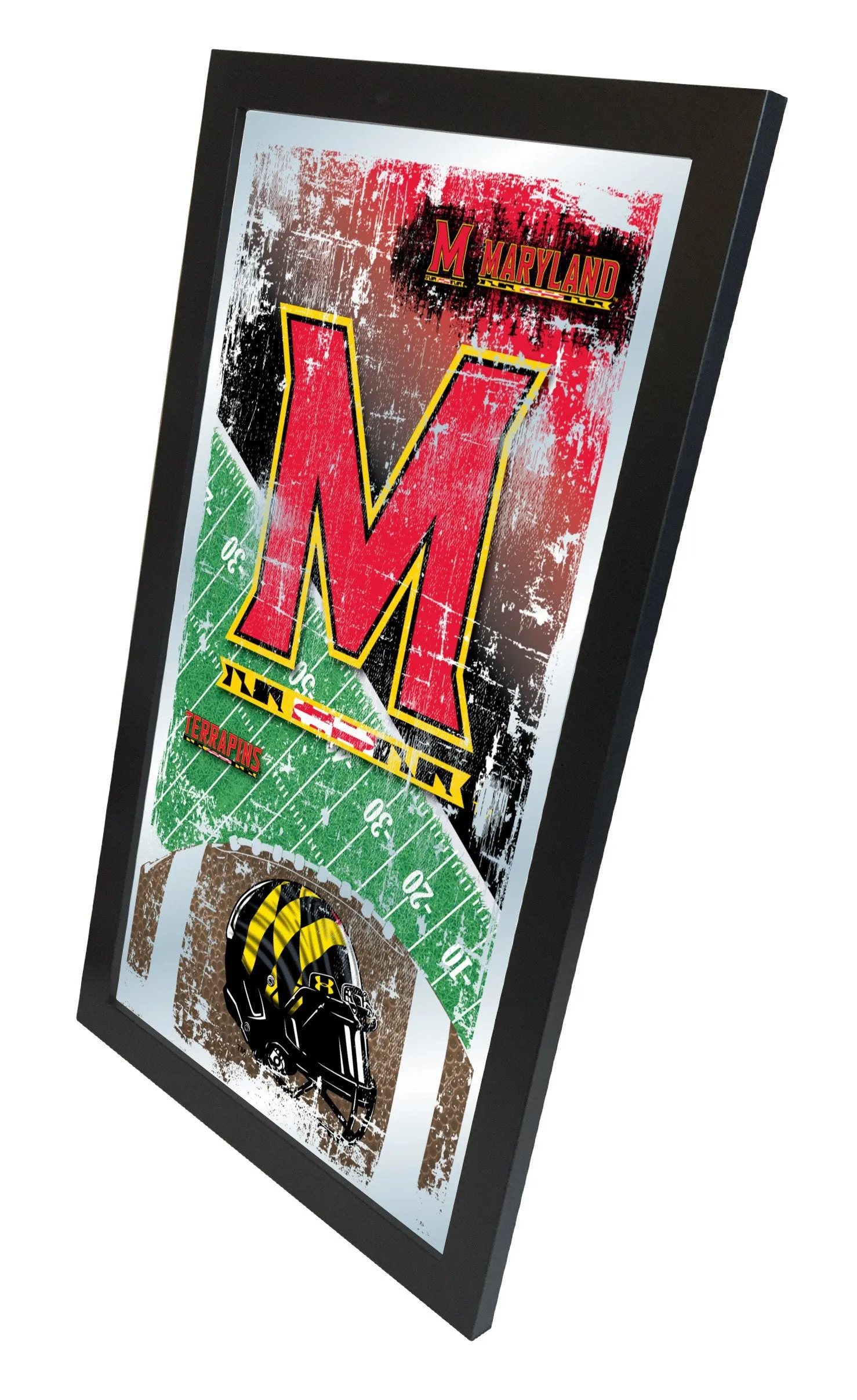 Maryland Terrapins HBS Football Framed Hanging Glass Wall Mirror (26"x15")