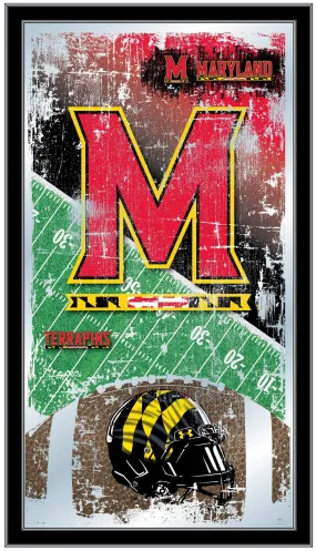 Maryland Terrapins HBS Football Framed Hanging Glass Wall Mirror (26"x15")