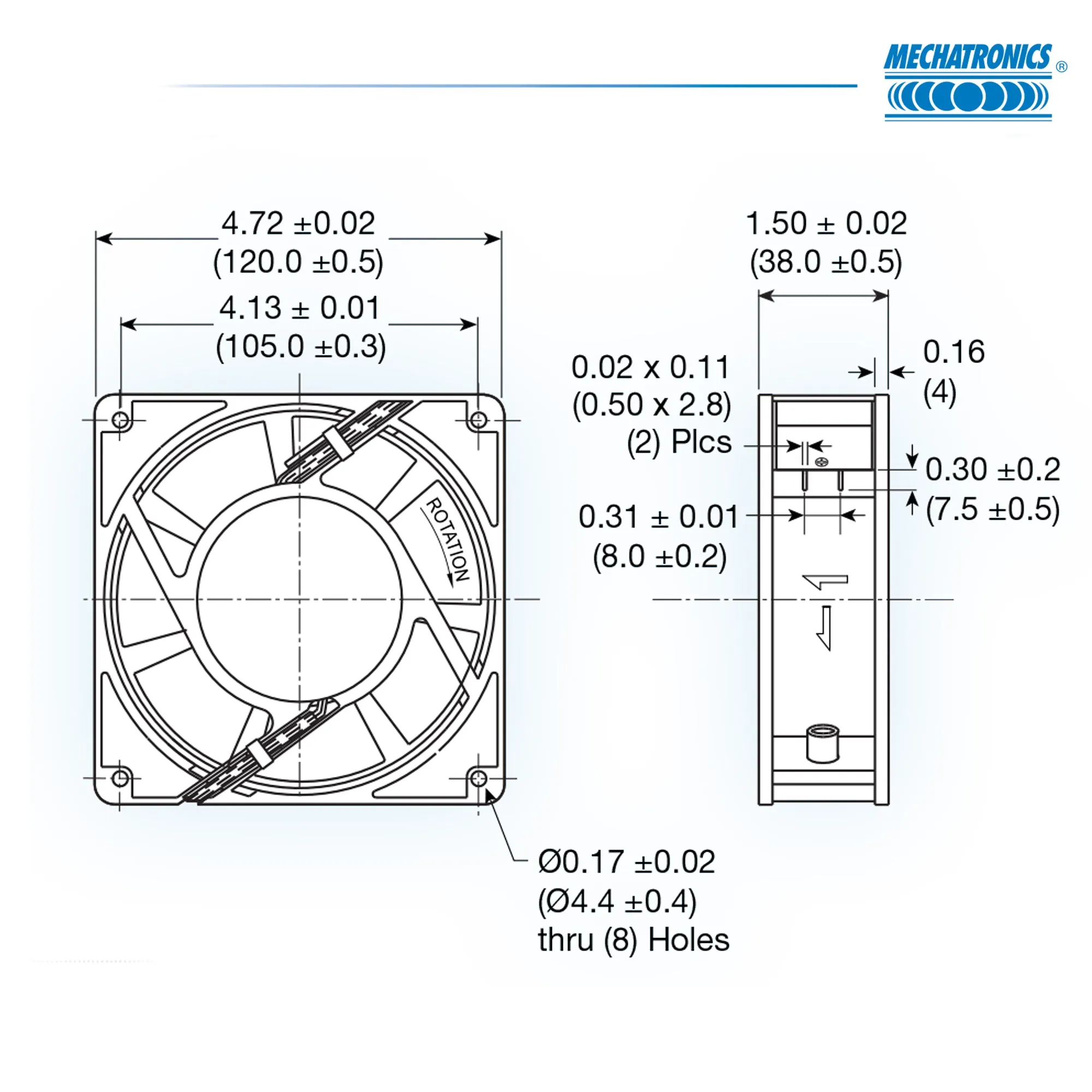 Mechatronics 120x120x38mm AC 115V Fan UX12AC12-BTHR-7