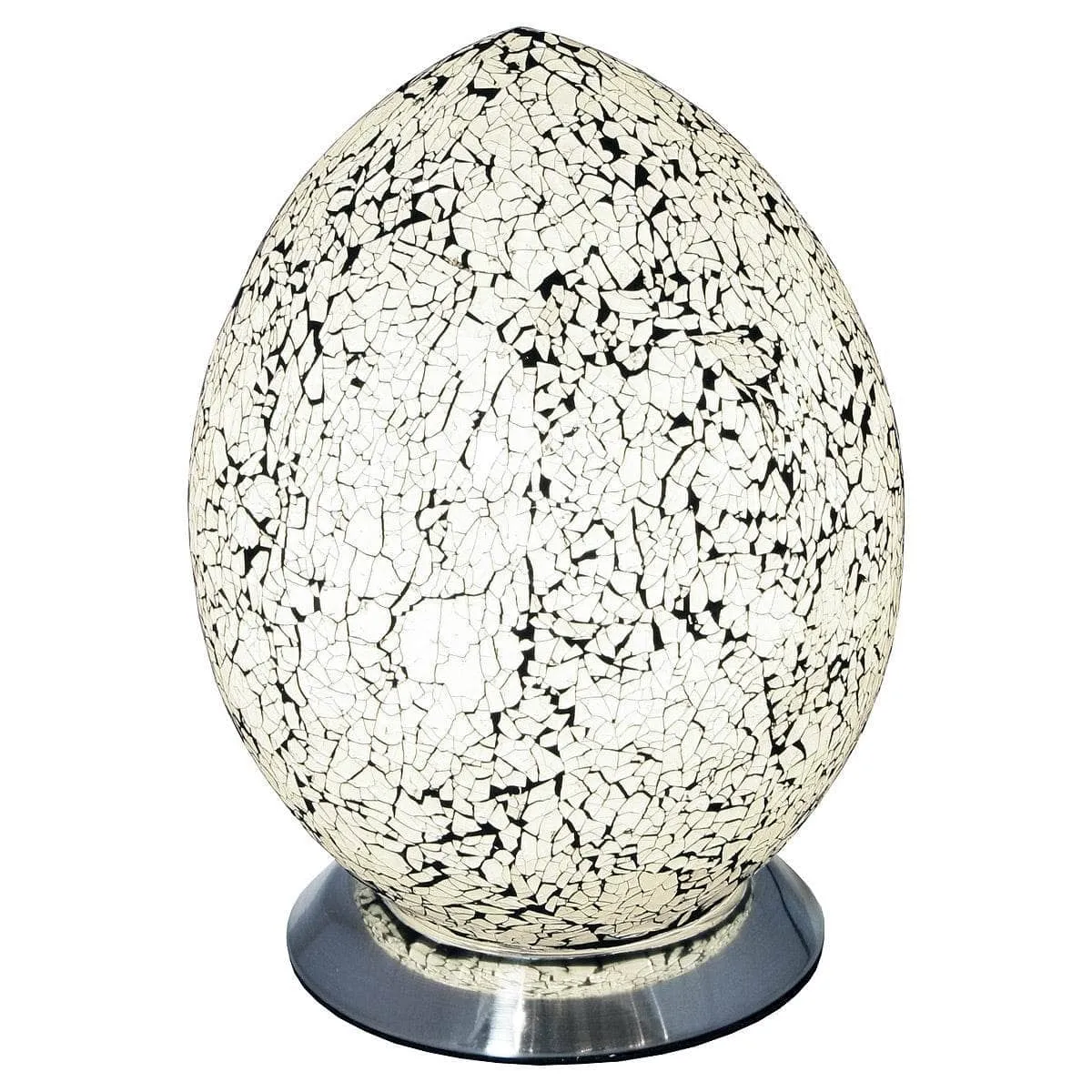 Medium Mosaic Glass Egg Lamp – White