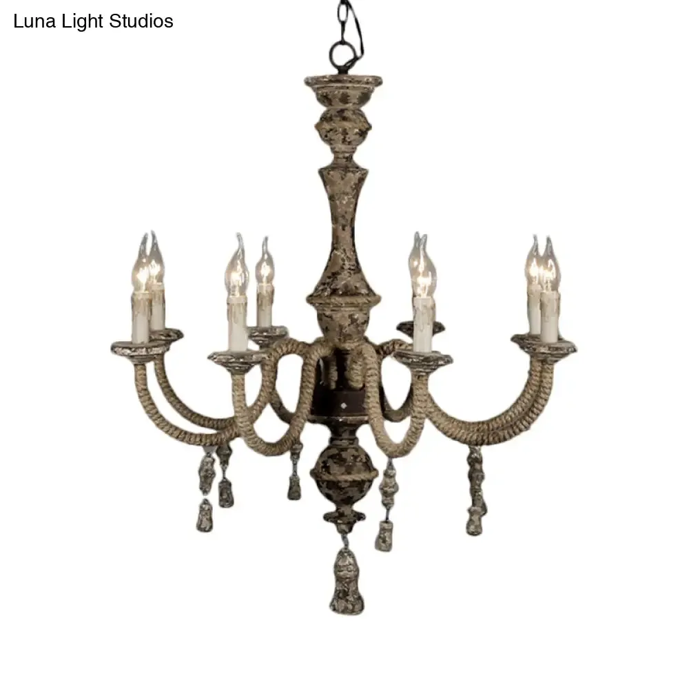 Metal Chandelier Light - Country Style Pendant Lighting with 8 Lights - Perfect for Dining Rooms - Brown Color