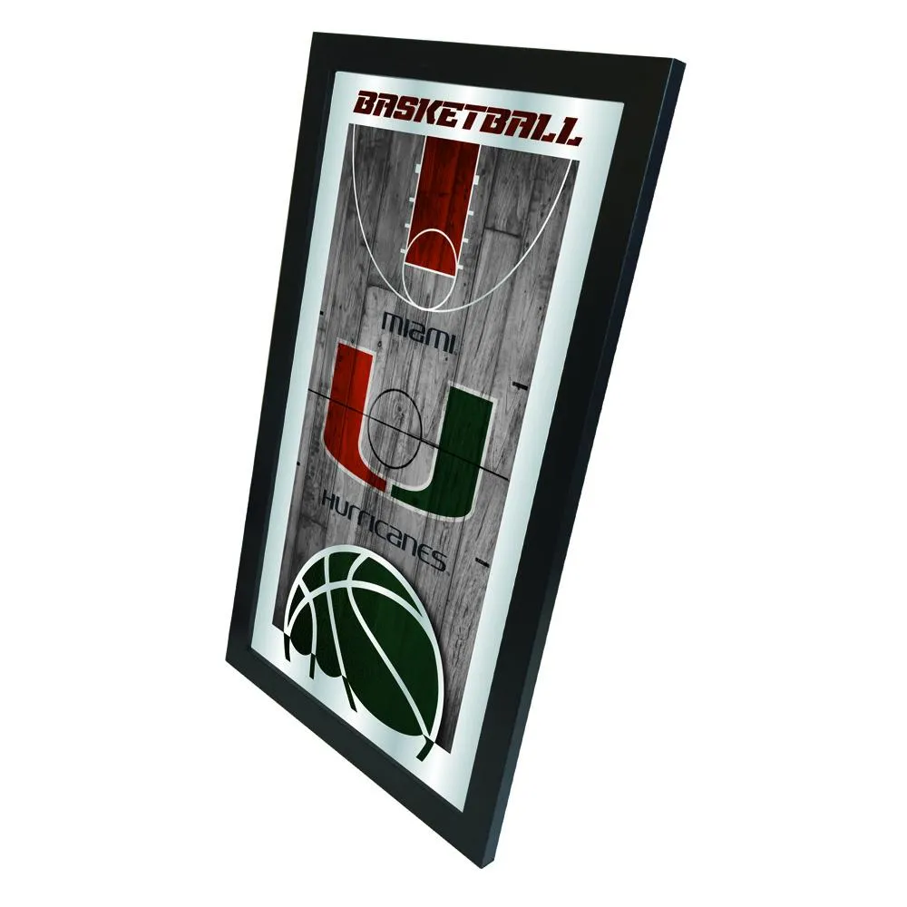 Miami Hurricanes HBS Basketball Framed Hanging Glass Wall Mirror (26"x15")