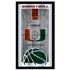 Miami Hurricanes HBS Basketball Framed Hanging Glass Wall Mirror (26"x15")