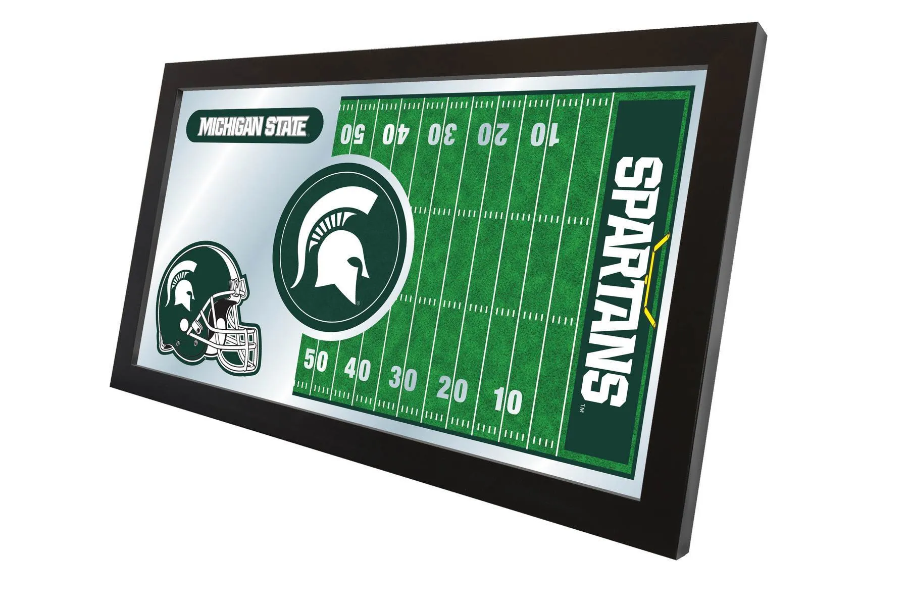 Michigan State Spartans HBS Football Framed Hanging Glass Wall Mirror (26"x15")