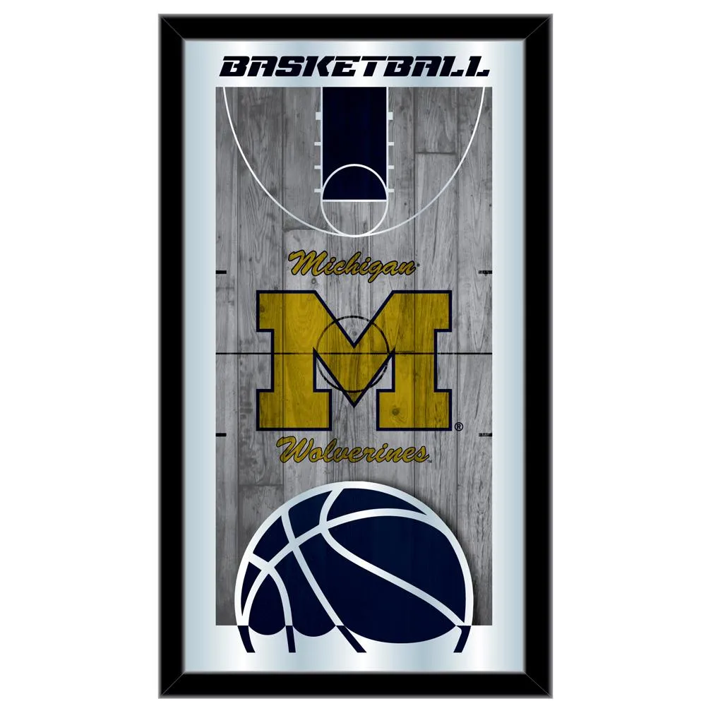 Michigan Wolverines HBS Basketball Framed Hanging Glass Wall Mirror (26"x15")