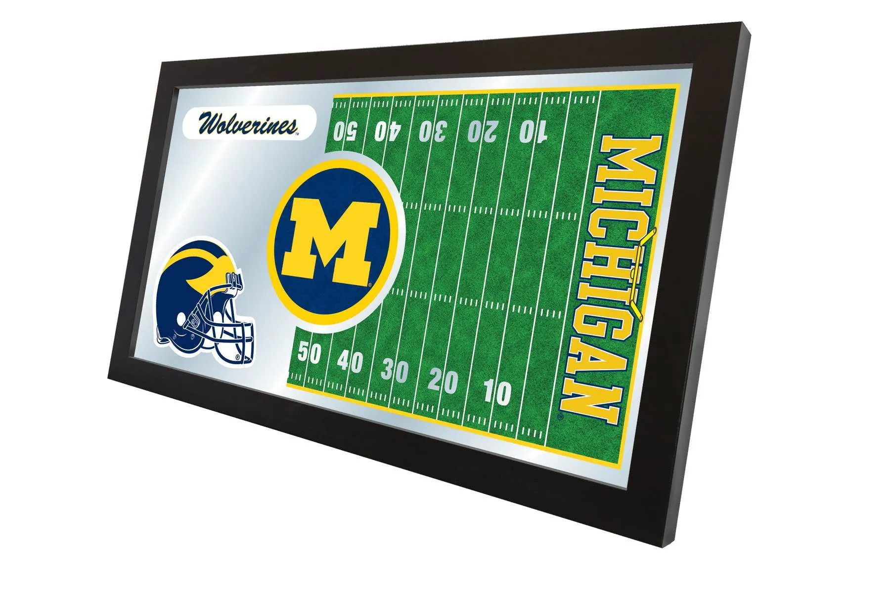 Michigan Wolverines HBS Football Framed Hanging Glass Wall Mirror (26"x15")