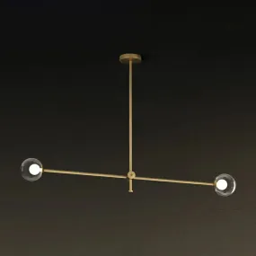 Minimalist Brass Finish Chandelier with Swivel Arm and Glass Shade