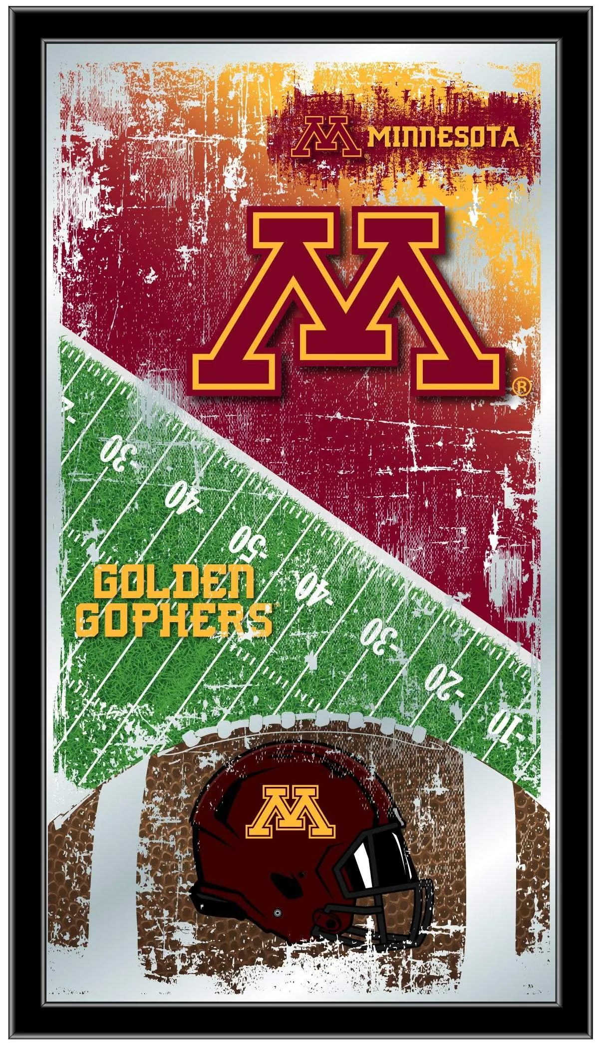 Minnesota Golden Gophers HBS Football Framed Hanging Glass Wall Mirror (26"x15")