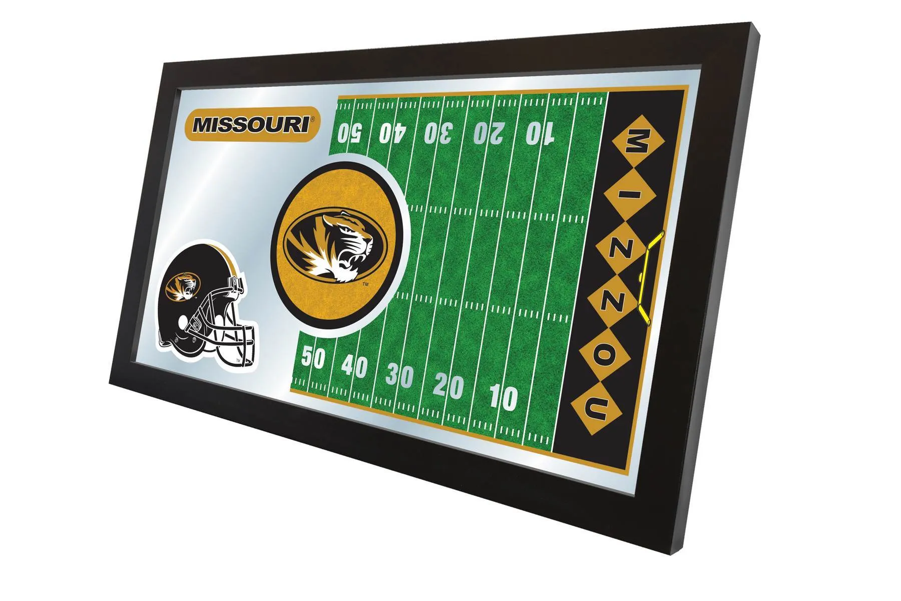 Missouri Tigers HBS Black Football Framed Hanging Glass Wall Mirror (26"x15")