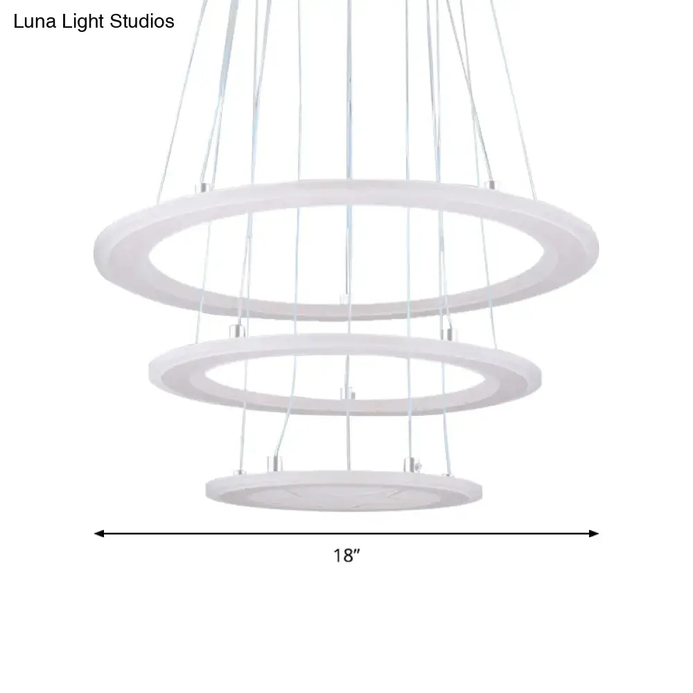 Modern 3-Light LED Acrylic Ring Chandelier for Bedroom Ceiling - Warm/White Light