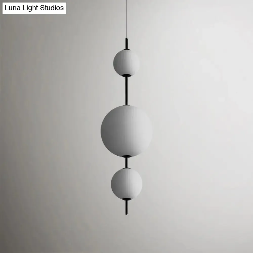 Modern Black Ball Pendulum LED Chandelier with Cream Glass - Dining Room Lighting Fixture