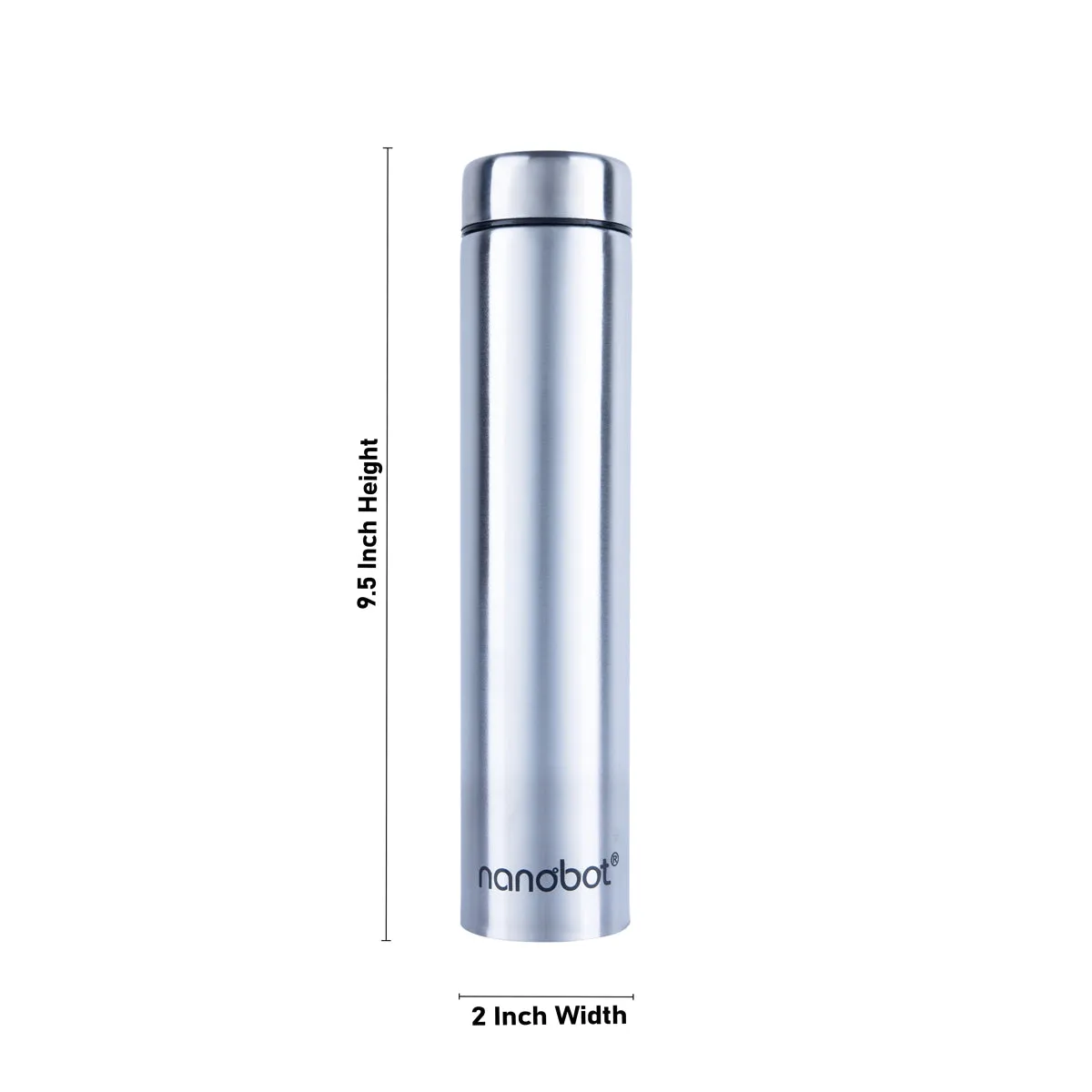 Nanobot Water Bottle - 500 ml | Sleek Colour Water Bottle/ 9.5 x 2 Inches/ Stainless Steel Water Container for Home