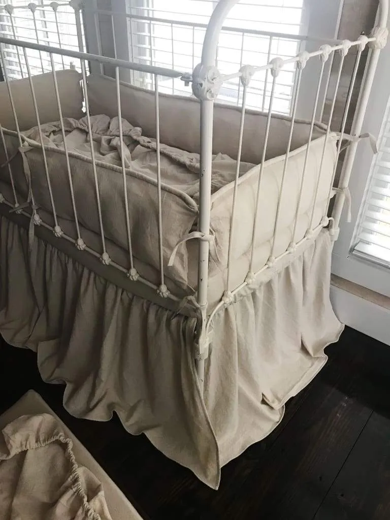 Natural Osnaburg Farmhouse Tailored Crib Bedding Collection