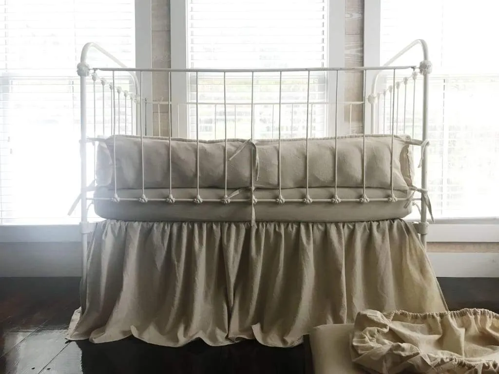 Natural Osnaburg Farmhouse Tailored Crib Bedding Collection