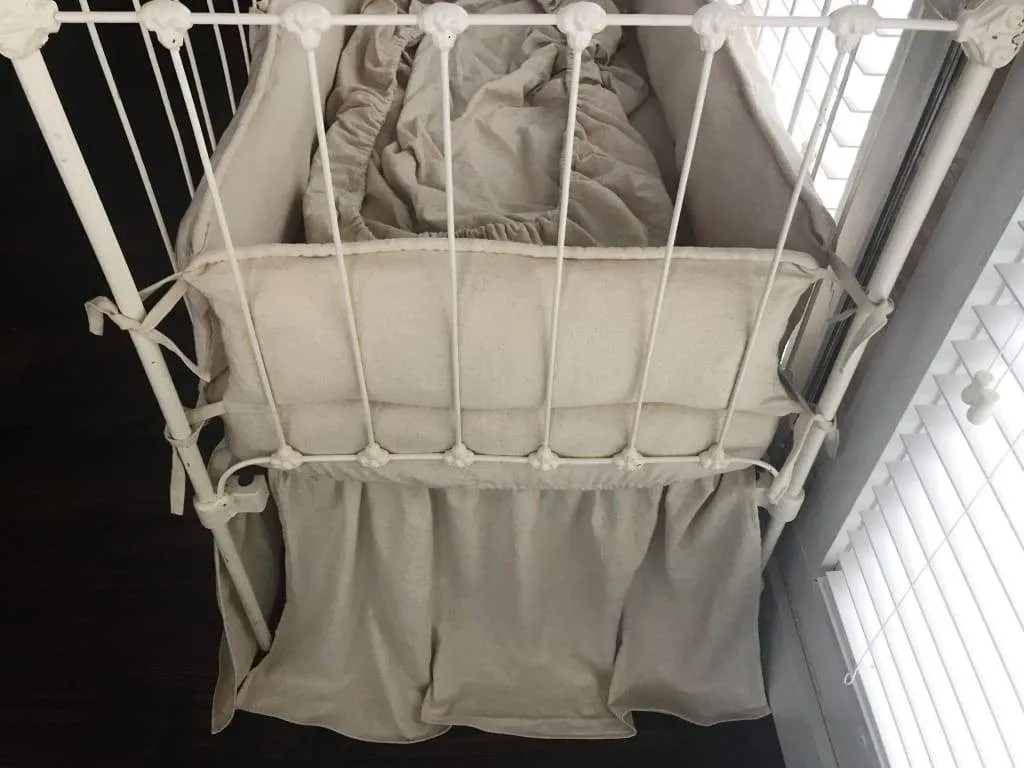 Natural Osnaburg Farmhouse Tailored Crib Bedding Collection