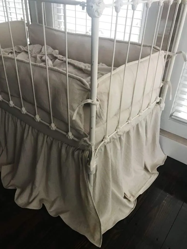 Natural Osnaburg Farmhouse Tailored Crib Bedding Collection