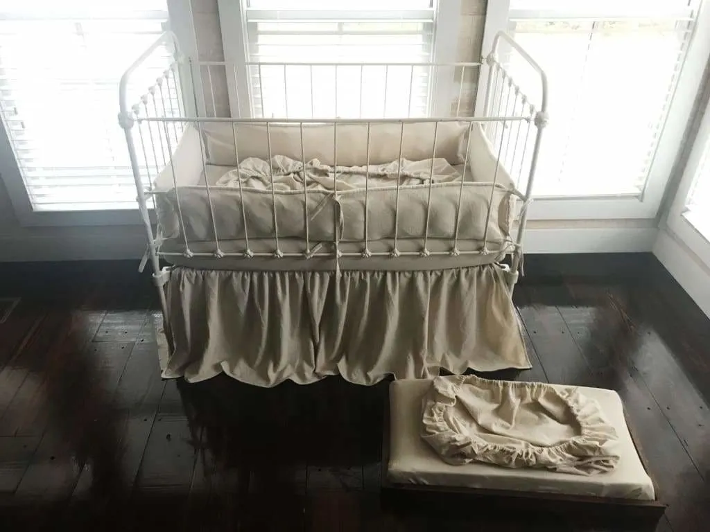 Natural Osnaburg Farmhouse Tailored Crib Bedding Collection