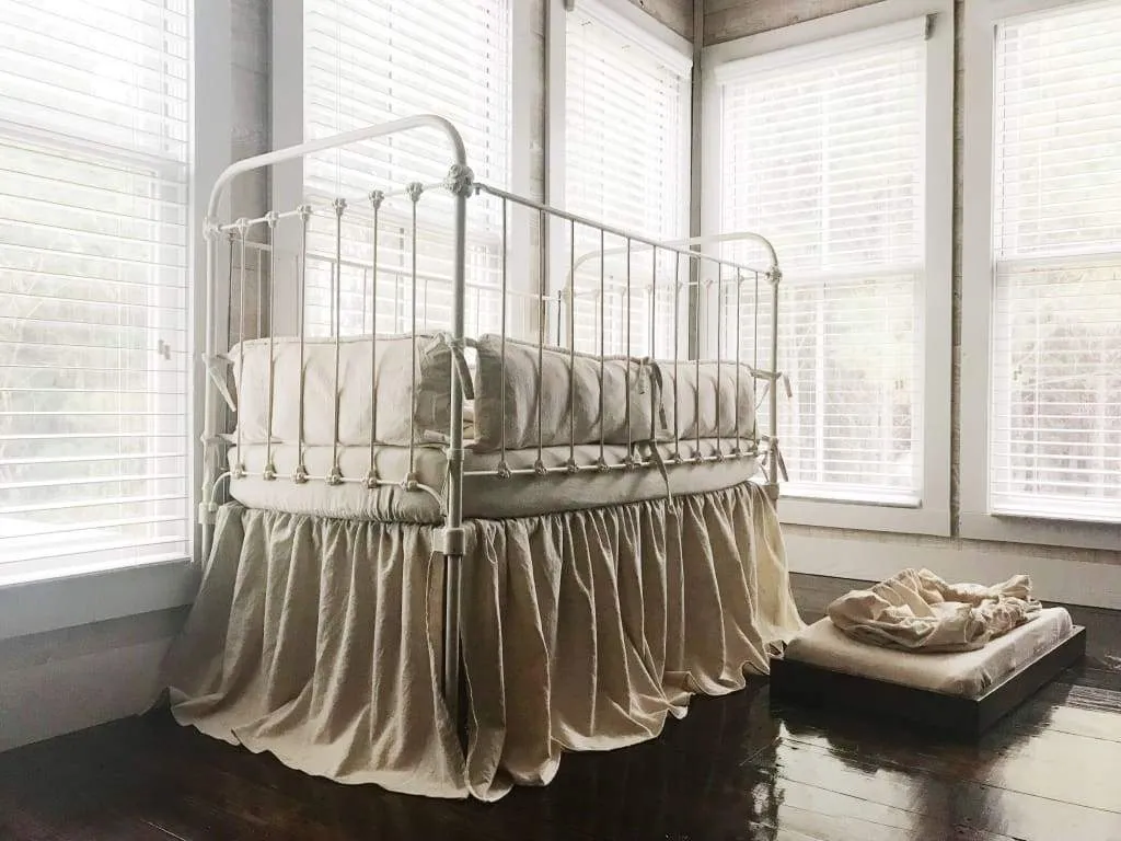 Natural Osnaburg Farmhouse Tailored Crib Bedding Collection