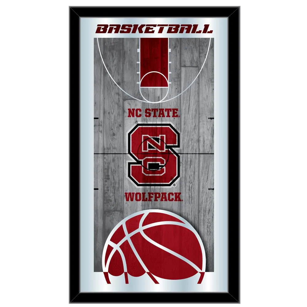 NC State Wolfpack HBS Basketball Framed Hanging Glass Wall Mirror (26"x15")