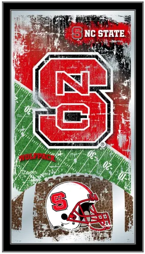 NC State Wolfpack HBS Football Framed Hanging Glass Wall Mirror (26"x15")