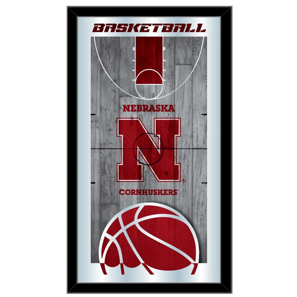 Nebraska Cornhuskers HBS Basketball Framed Hanging Glass Wall Mirror (26"x15")