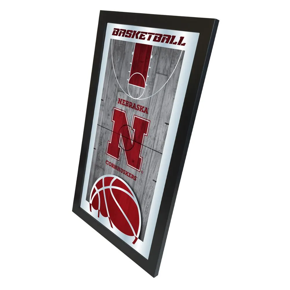 Nebraska Cornhuskers HBS Basketball Framed Hanging Glass Wall Mirror (26"x15")