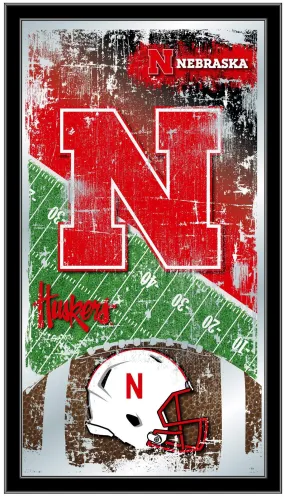 Nebraska Cornhuskers HBS Football Framed Hanging Glass Wall Mirror (26"x15")