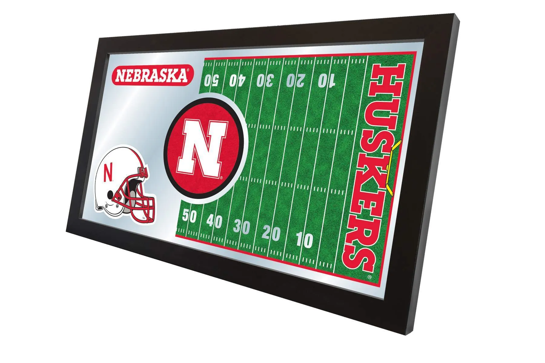 Nebraska Cornhuskers HBS Football Framed Hanging Glass Wall Mirror (26"x15")