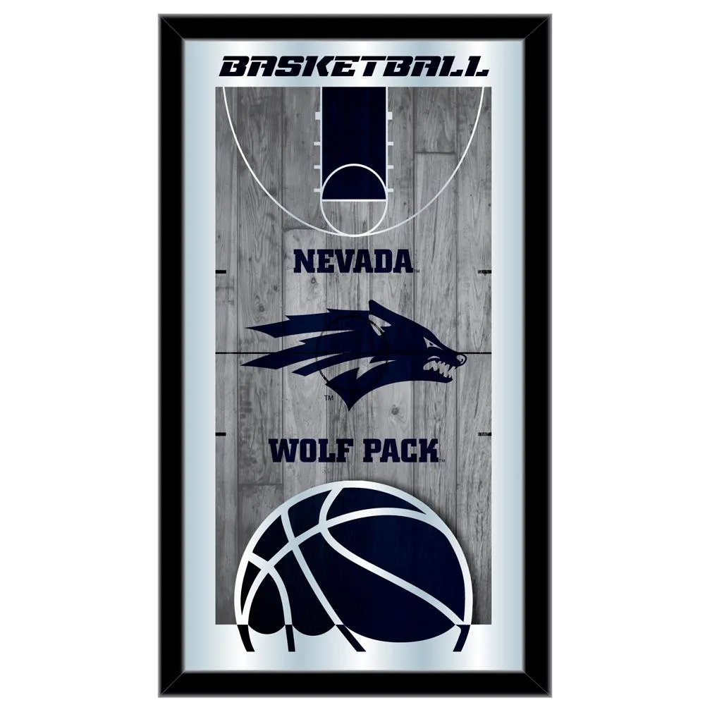 Nevada Wolfpack HBS Navy Basketball Framed Hanging Glass Wall Mirror (26"x15")