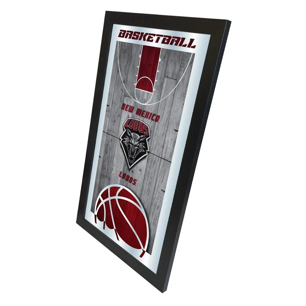 New Mexico Lobos HBS Red Basketball Framed Hanging Glass Wall Mirror (26"x15")