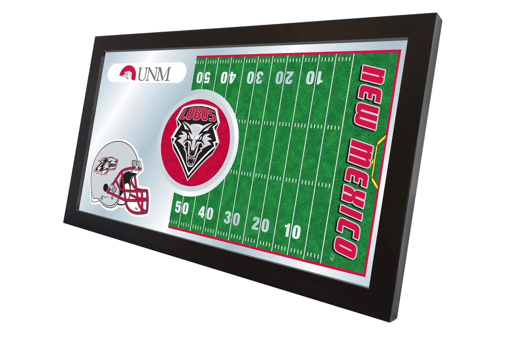 New Mexico Lobos HBS Red Football Framed Hanging Glass Wall Mirror (26"x15")