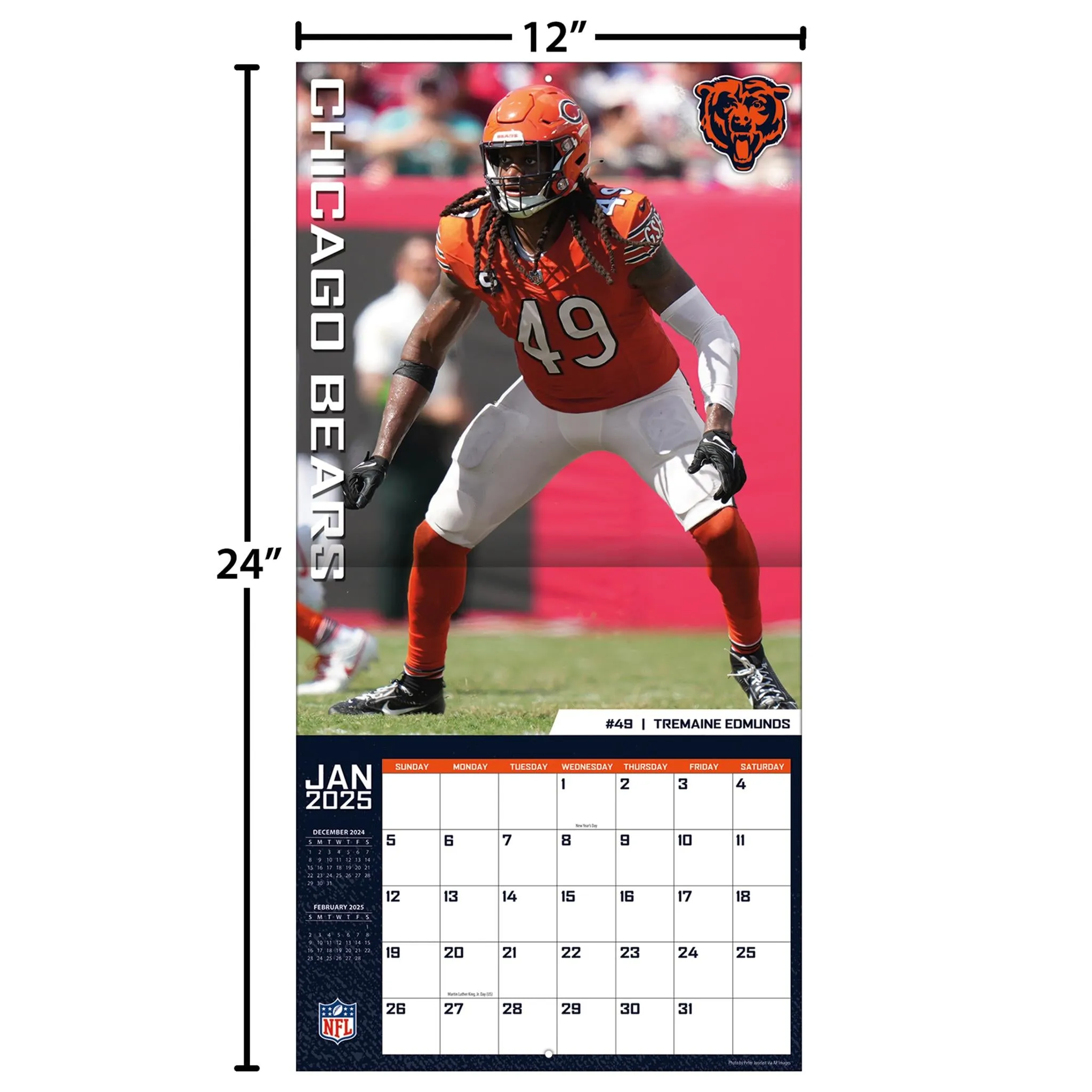 NFL Chicago Bears Wall 2025 Calendar - Online Exclusive